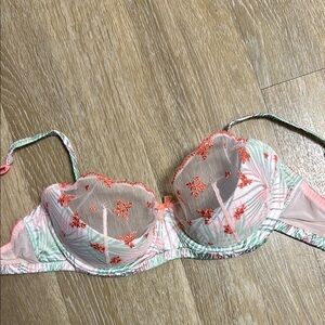 Victoria’s Secret Padded Dream Angel Floral Embroidered Lace Push Up Bra 34D